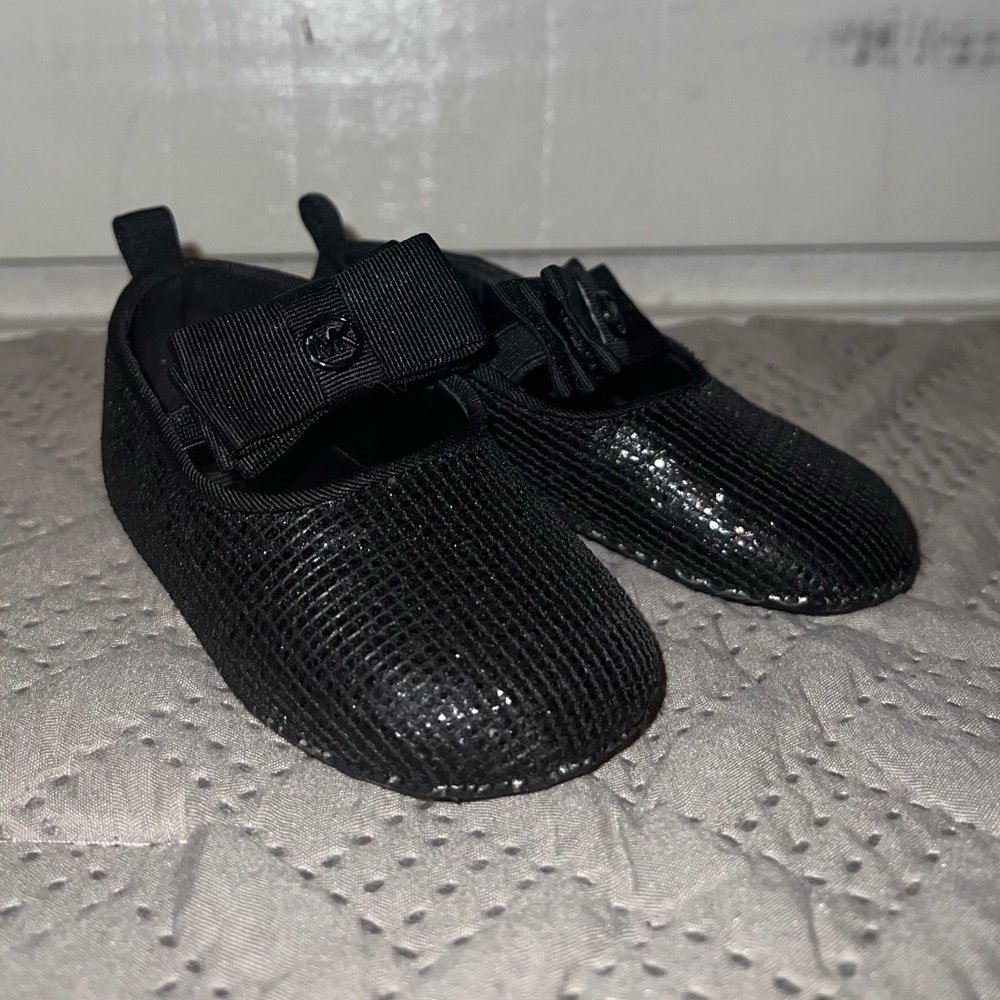 Michael Kors Baby Day Ballerina Crib Shoes (Infant) Black Shimmer